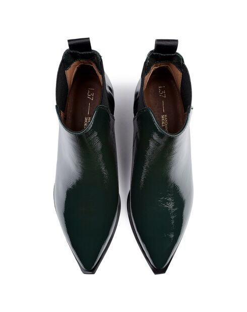 Boots en Cuir Verni Northern Star vertes - Talon 4 cm