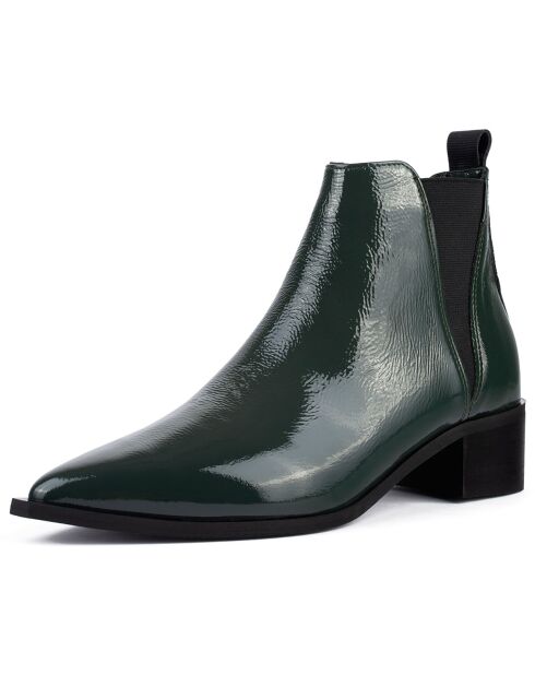 Boots en Cuir Verni Northern Star vertes - Talon 4 cm