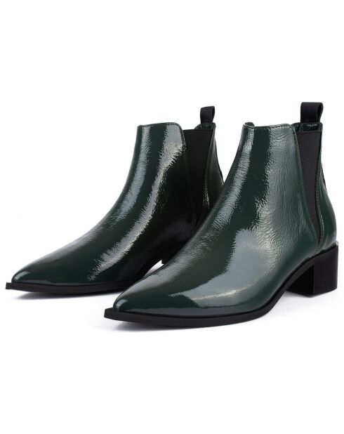 Boots en Cuir Verni Northern Star vertes - Talon 4 cm