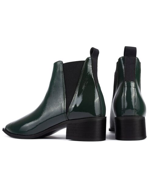 Boots en Cuir Verni Northern Star vertes - Talon 4 cm