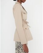 Trench-coat court en Gabardine Vania beige