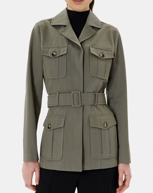 Trench-coat court en Gabardine Vania kaki