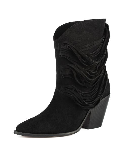 Bottines en Velours de Cuir One Of The Girls noires - Talon 9 cm