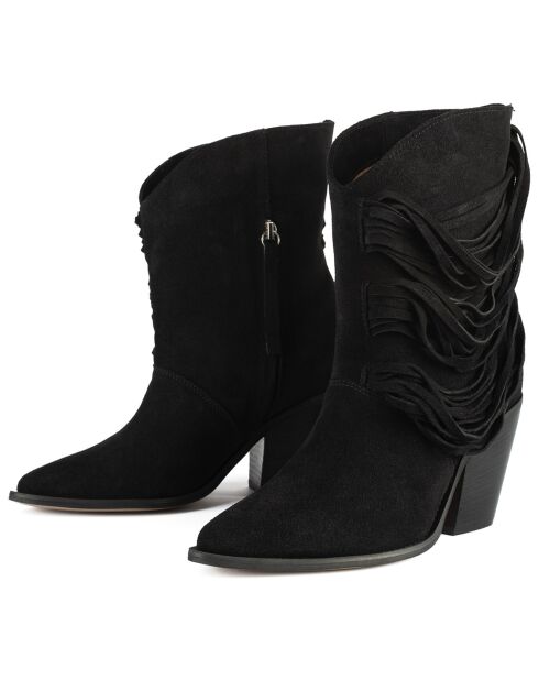 Bottines en Velours de Cuir One Of The Girls noires - Talon 9 cm
