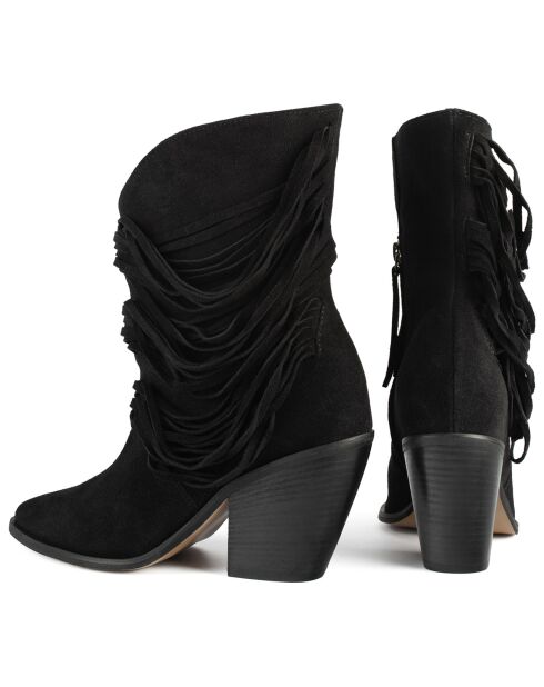 Bottines en Velours de Cuir One Of The Girls noires - Talon 9 cm