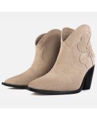 Swinging On A Star beige fluwelen leren laarzen - hak van 9 cm