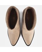 Swinging On A Star beige fluwelen leren laarzen - hak van 9 cm