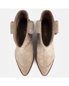 Boots en Velours de Cuir Texas beiges - Talon 4 cm