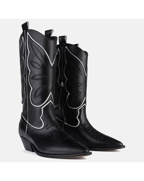 Santiags en Cuir Don't Stop Me Now noires - Talon 4 cm