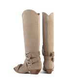 Freak Me Now beige fluwelen leren laarzen