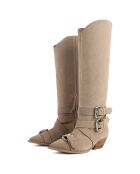 Freak Me Now beige fluwelen leren laarzen