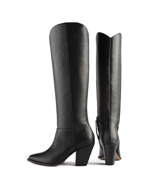 Bottes en Cuir Give Me The Night noires - Talon 8 cm