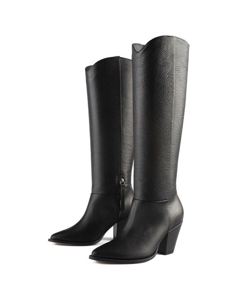 Bottes en Cuir Give Me The Night noires - Talon 8 cm