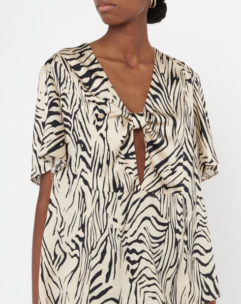 Top Tangui imprimée animal noir/beige