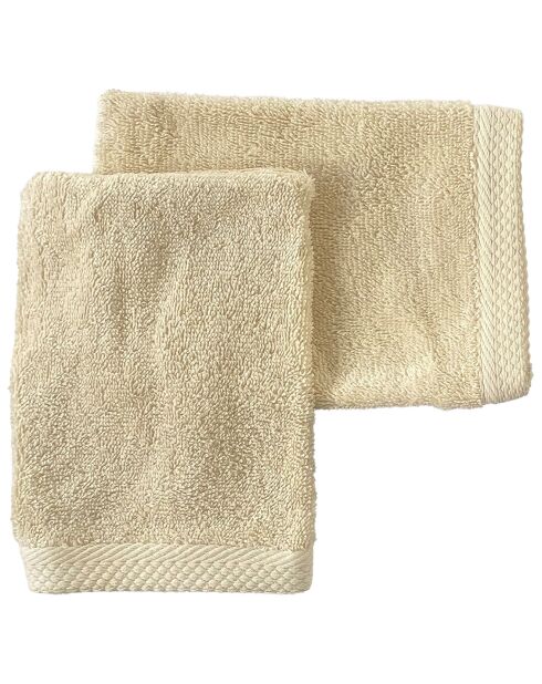 2 Gants de toilette ivoire