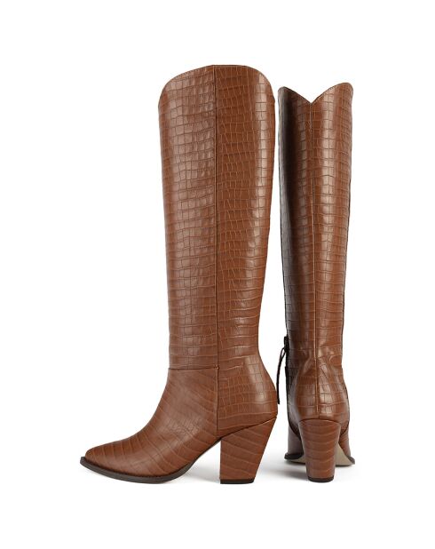 Bottes en Cuir Give Me The Night marron - Talon 8 cm