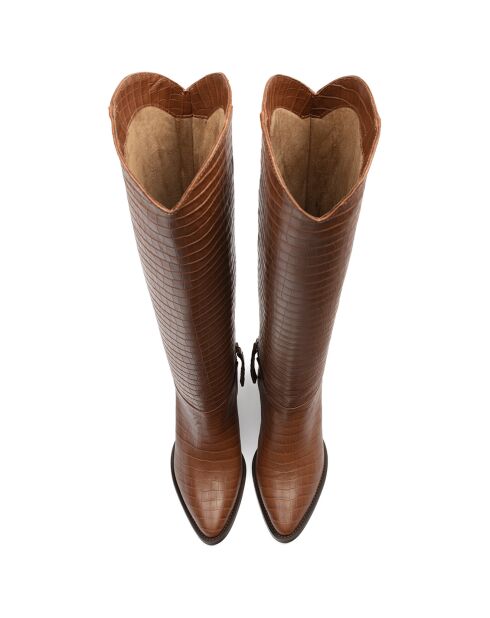 Bottes en Cuir Give Me The Night marron - Talon 8 cm