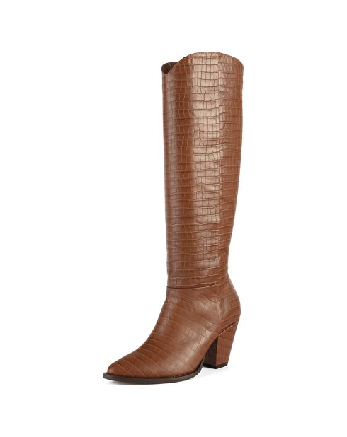 Bottes en Cuir Give Me The Night marron - Talon 8 cm