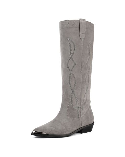 Bottes en Velours de Cuir Live In Texas grises