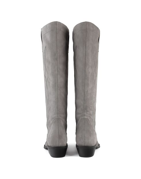 Bottes en Velours de Cuir Live In Texas grises