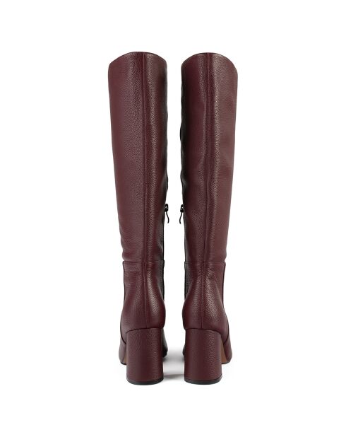 Miss Agent bordeauxrode leren laarzen met hak van 5 cm