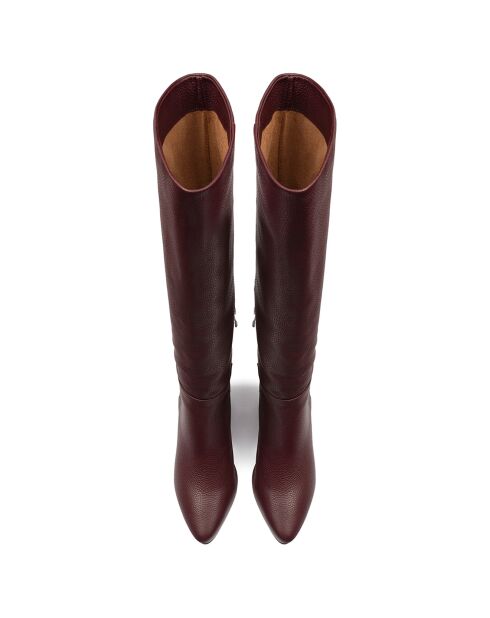 Miss Agent bordeauxrode leren laarzen met hak van 5 cm