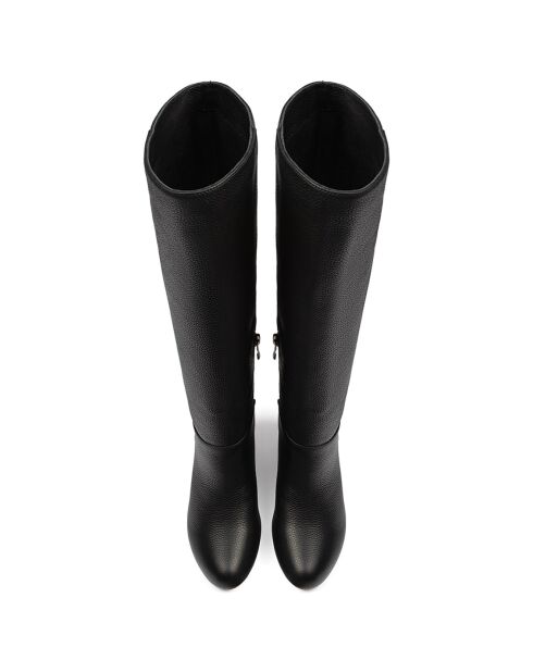 Miss Agent zwarte leren laarzen met hak van 8 cm