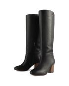 Miss Agent zwarte leren laarzen met hak van 8 cm