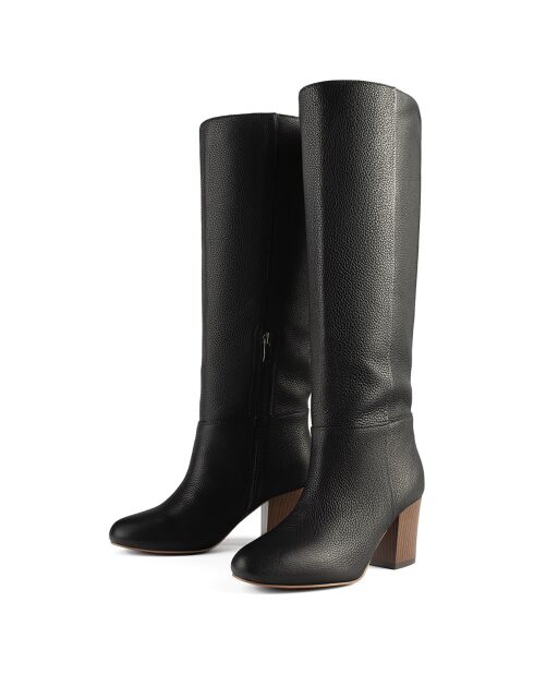 Miss Agent zwarte leren laarzen met hak van 8 cm