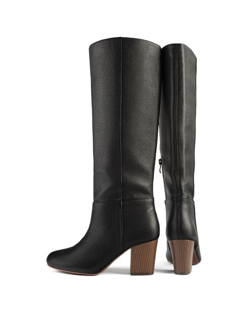 Miss Agent zwarte leren laarzen met hak van 8 cm