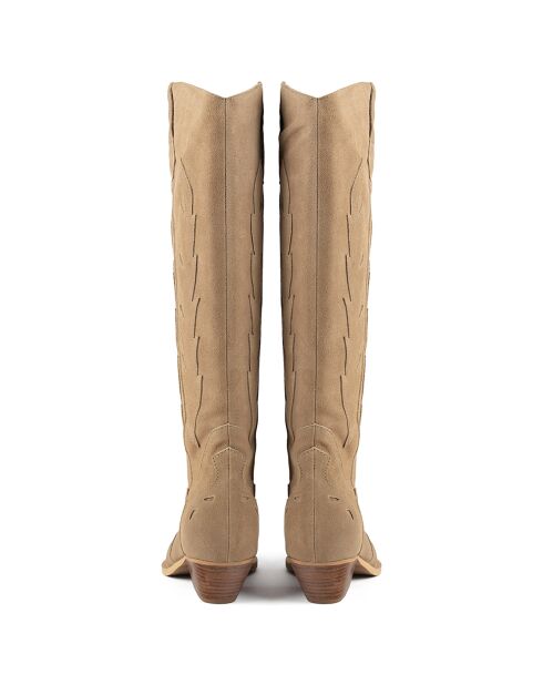 Route 66 beige fluwelen leren laarzen