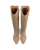 Route 66 beige fluwelen leren laarzen