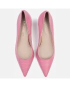 Décolleté rosa in pelle effetto finale - tacco 6 cm