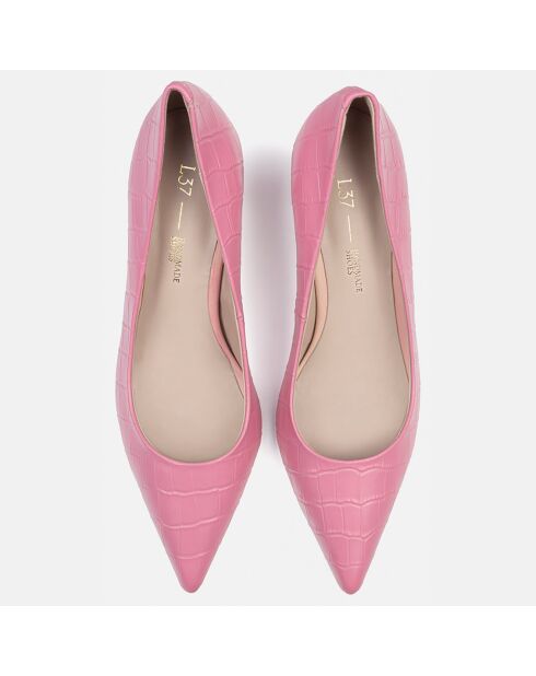 Décolleté rosa in pelle effetto finale - tacco 6 cm