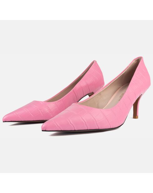 Décolleté rosa in pelle effetto finale - tacco 6 cm