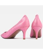 Décolleté rosa in pelle effetto finale - tacco 6 cm