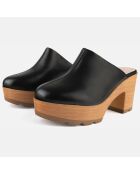 Zoccoli Feels Right in pelle nera - Tacco 7 cm