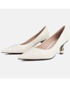 Italian Job witte leren pumps met hak van 6 cm