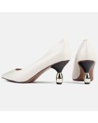 Italian Job witte leren pumps met hak van 6 cm