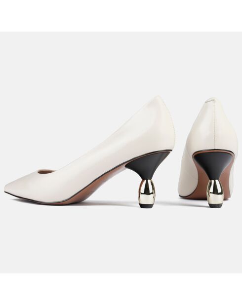 Italian Job witte leren pumps met hak van 6 cm