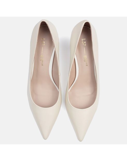 Italian Job witte leren pumps met hak van 6 cm