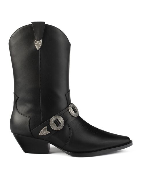 Boots Santiags en Cuir Cast In Steel noires - Talon 4 cm