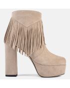 Bottines en Velours de Cuir Crazy In The Night beiges - Talon 12 cm
