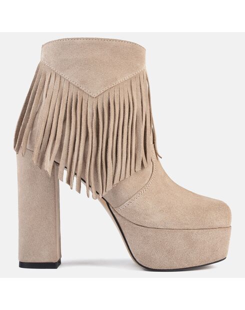 Bottines en Velours de Cuir Crazy In The Night beiges - Talon 12 cm