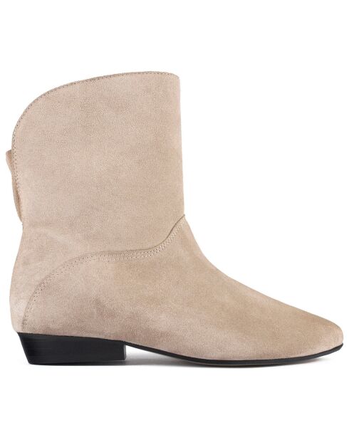 Boots en Velours de Cuir Gimme Shelter beiges