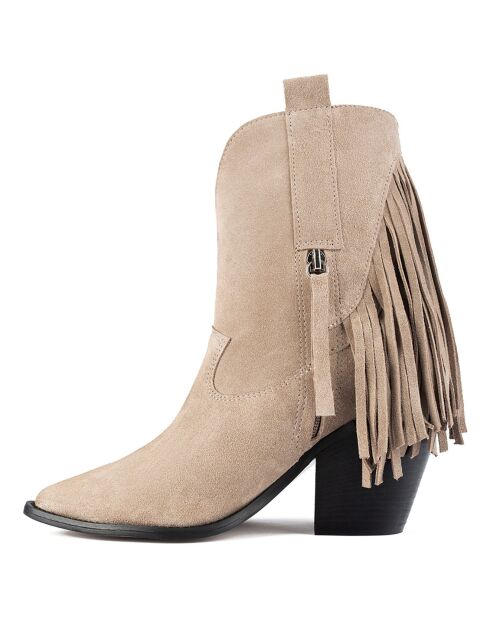 Bottines en Cuir Let Me Be Free taupe - Talon 8 cm