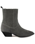 Bottines en Velours de Cuir Never Been Alone grises