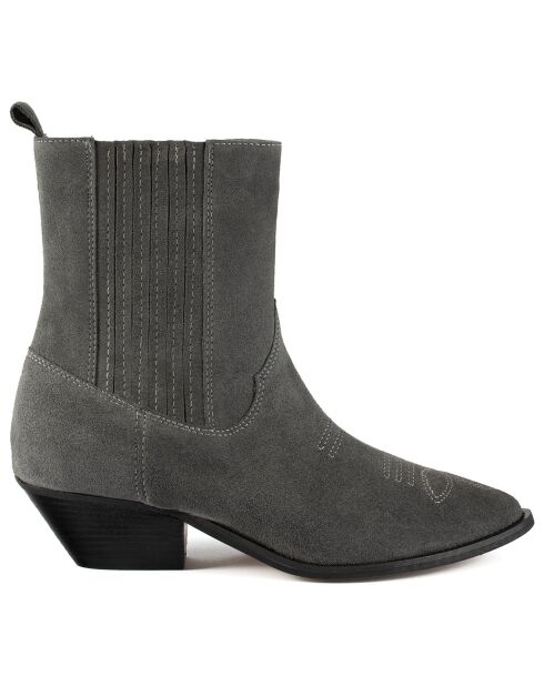 Bottines en Velours de Cuir Never Been Alone grises