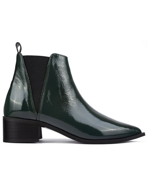 Boots en Cuir Verni Northern Star vertes - Talon 4 cm