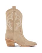Santiags en Velours de Cuir Only Want You beiges - Talon 6 cm